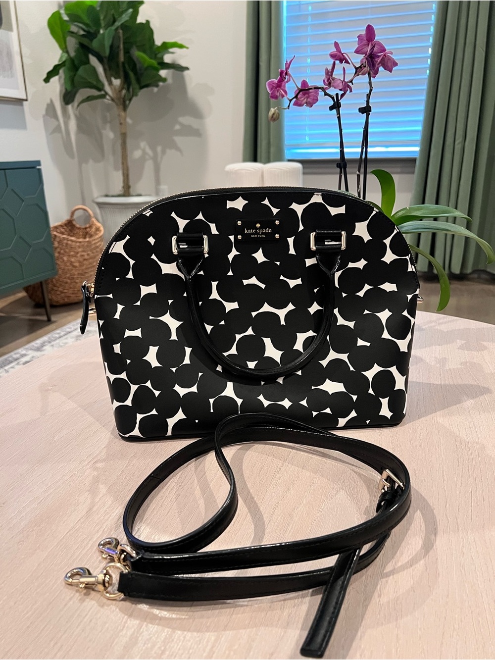 kate spade Black & White Graphic Dome Satchel